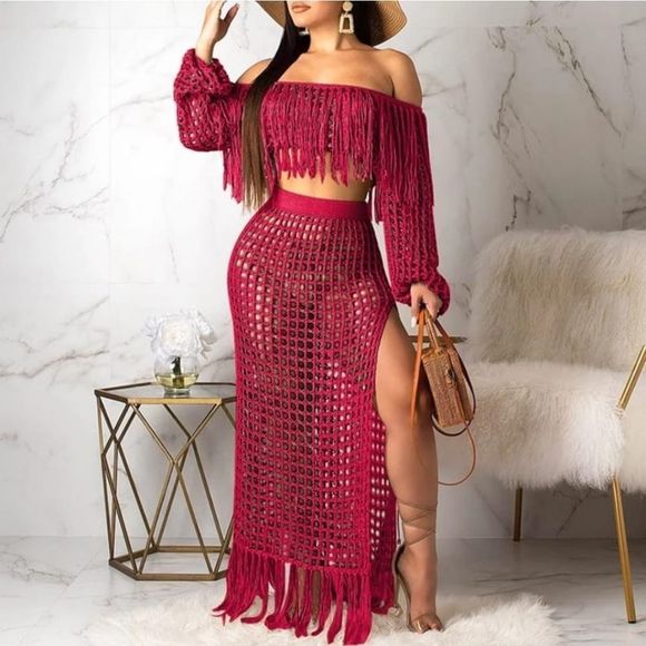 WOMEN'S SEXY 2 PIECE OUTFITS SOLID COLOR OFF SHOUL - Picture 1 of 4